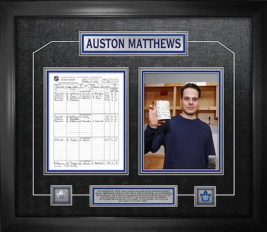 Auston Matthews Toronto Maple Leafs Framed Four Goal First Game Scoresheet Collage 28.5" x 24.5"